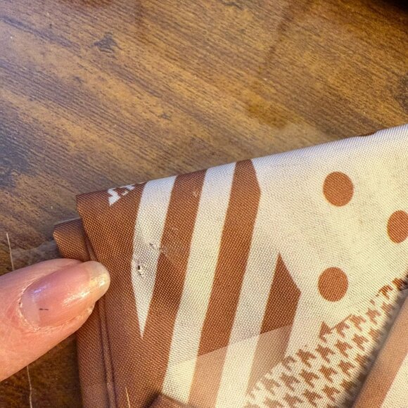 Slim Scarf Geometric Patchwork 34in Taupe Cream Modern Style Neutral Chic No66 - Picture 7 of 9